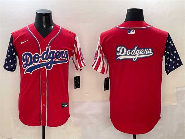 Mens Los Angeles Dodgers Team Big Logo Red Limited Stitched Jersey